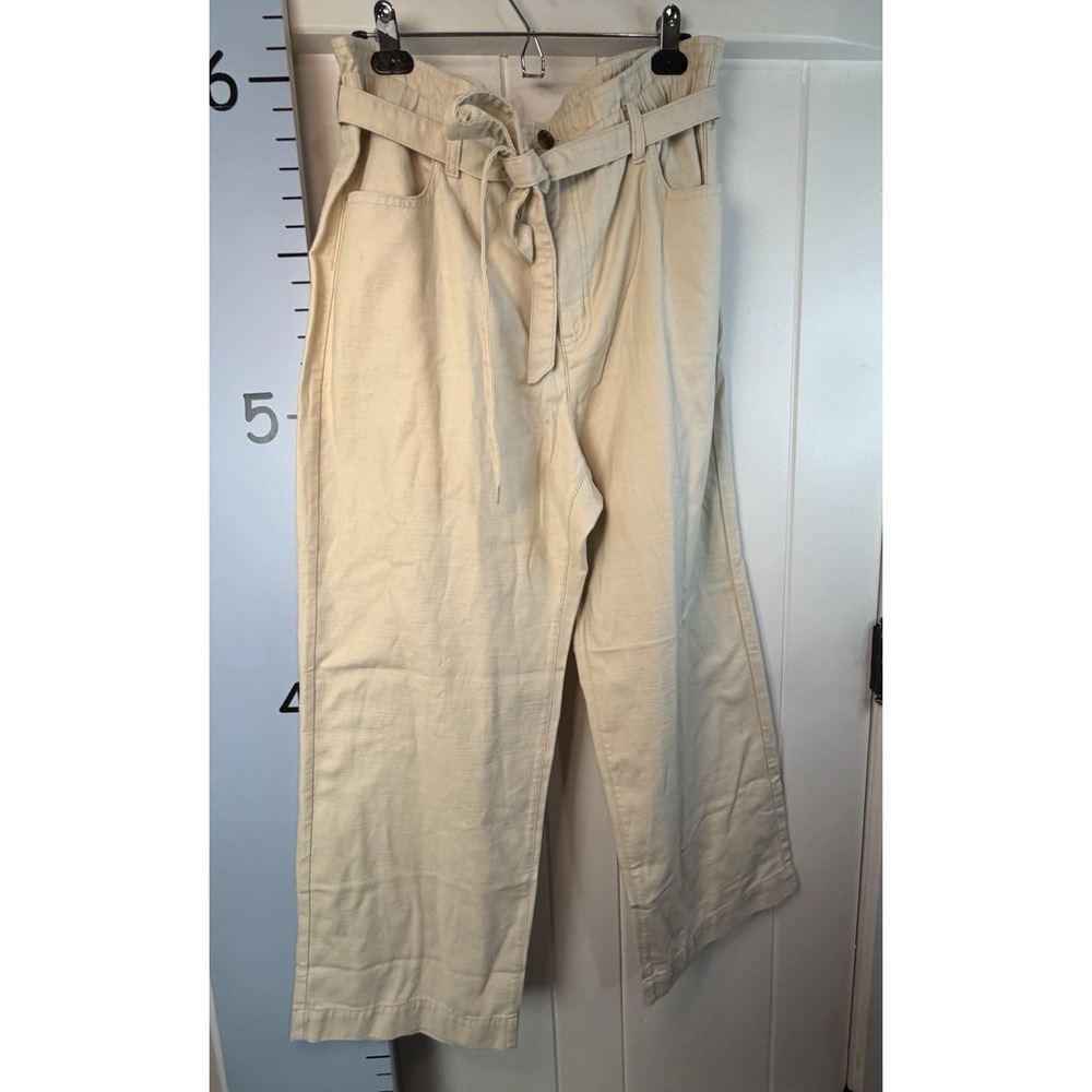 J.CREW Lagenlook Ivory Beige Pants Drawstring Tie‎ Waist Wide Leg Casual 16